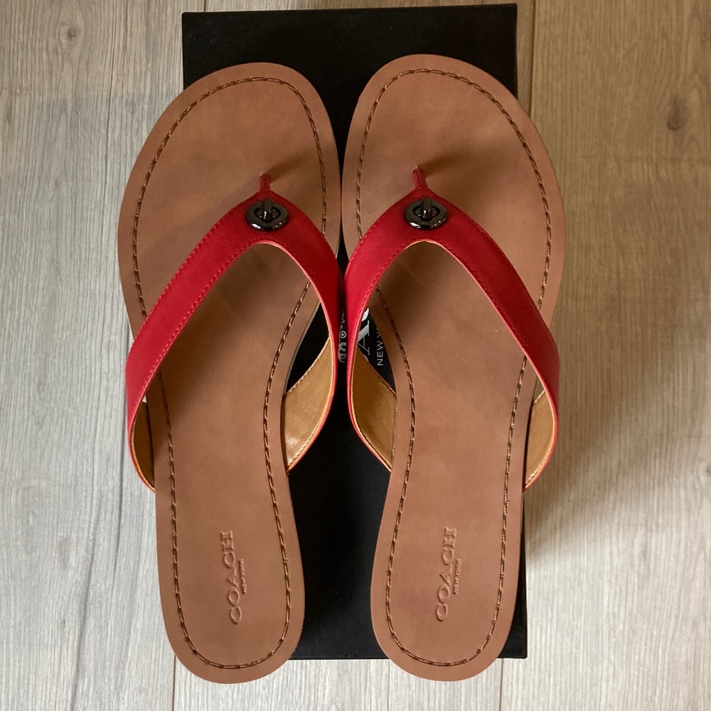 Coach Shelly Semi Matte Calf Slip On Sandals